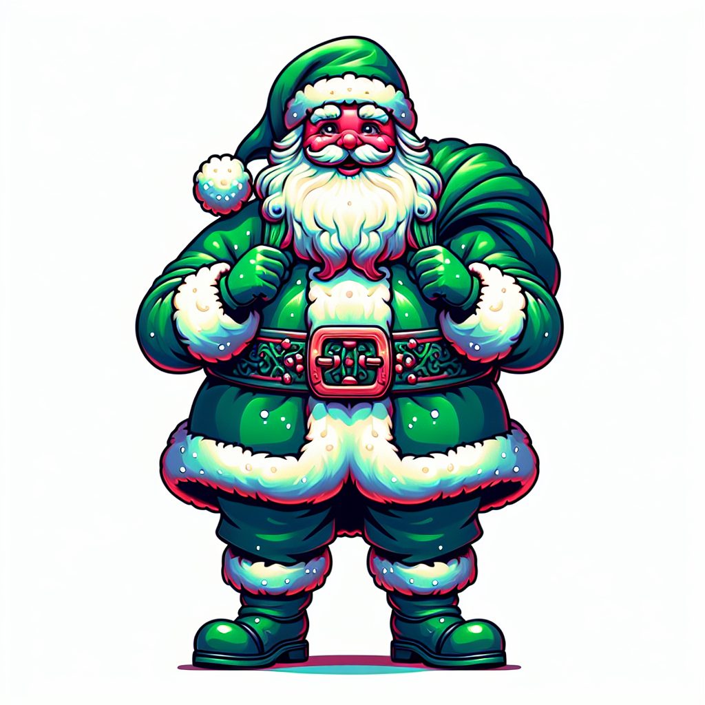 Hire traditional green Santa