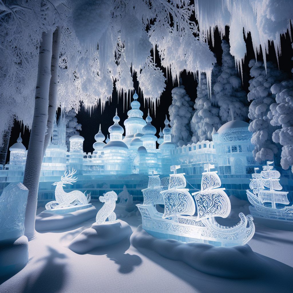 Winter wonderland ice sculptures