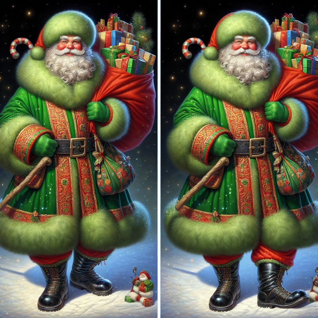 Hire traditional green Santa
