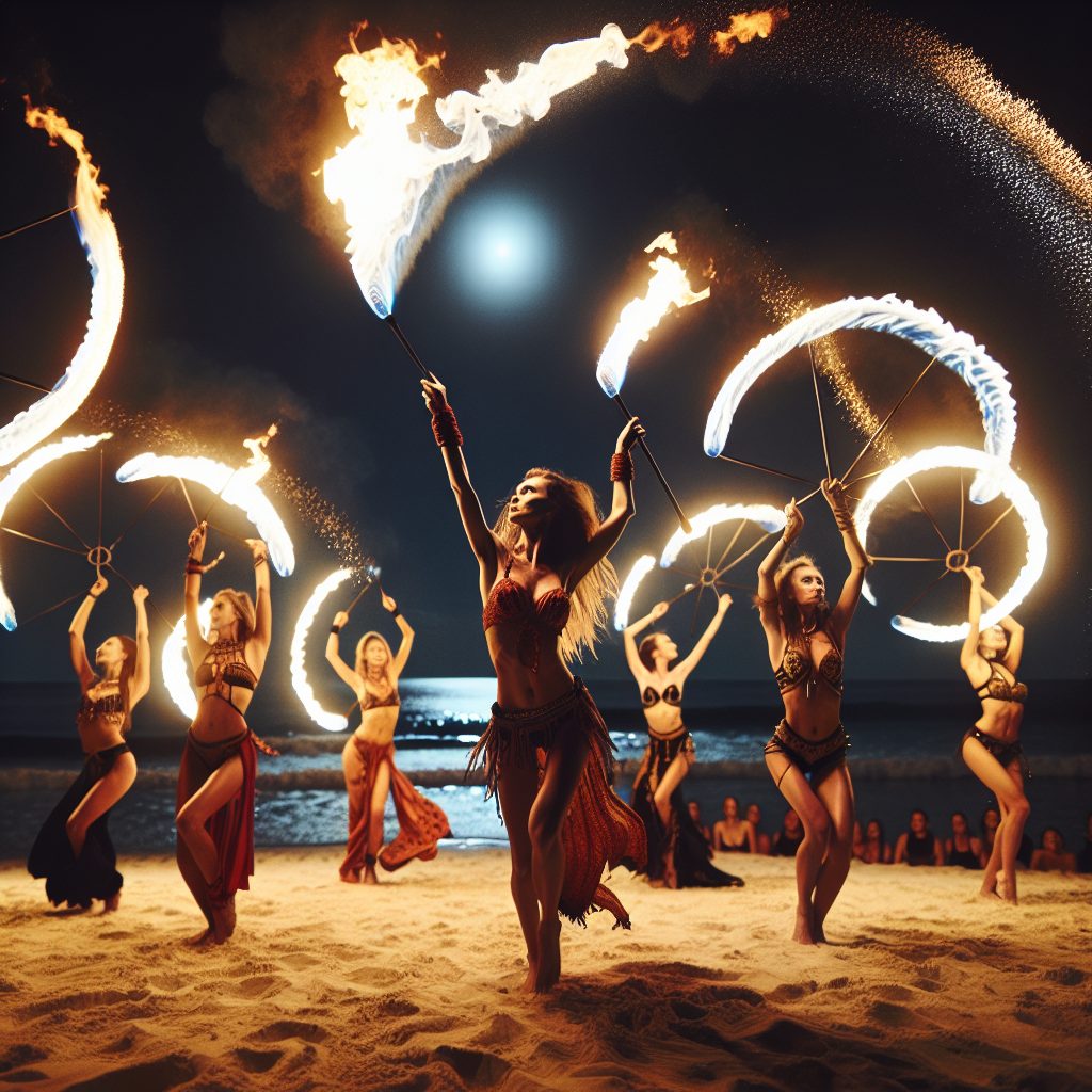 Female fire dancers