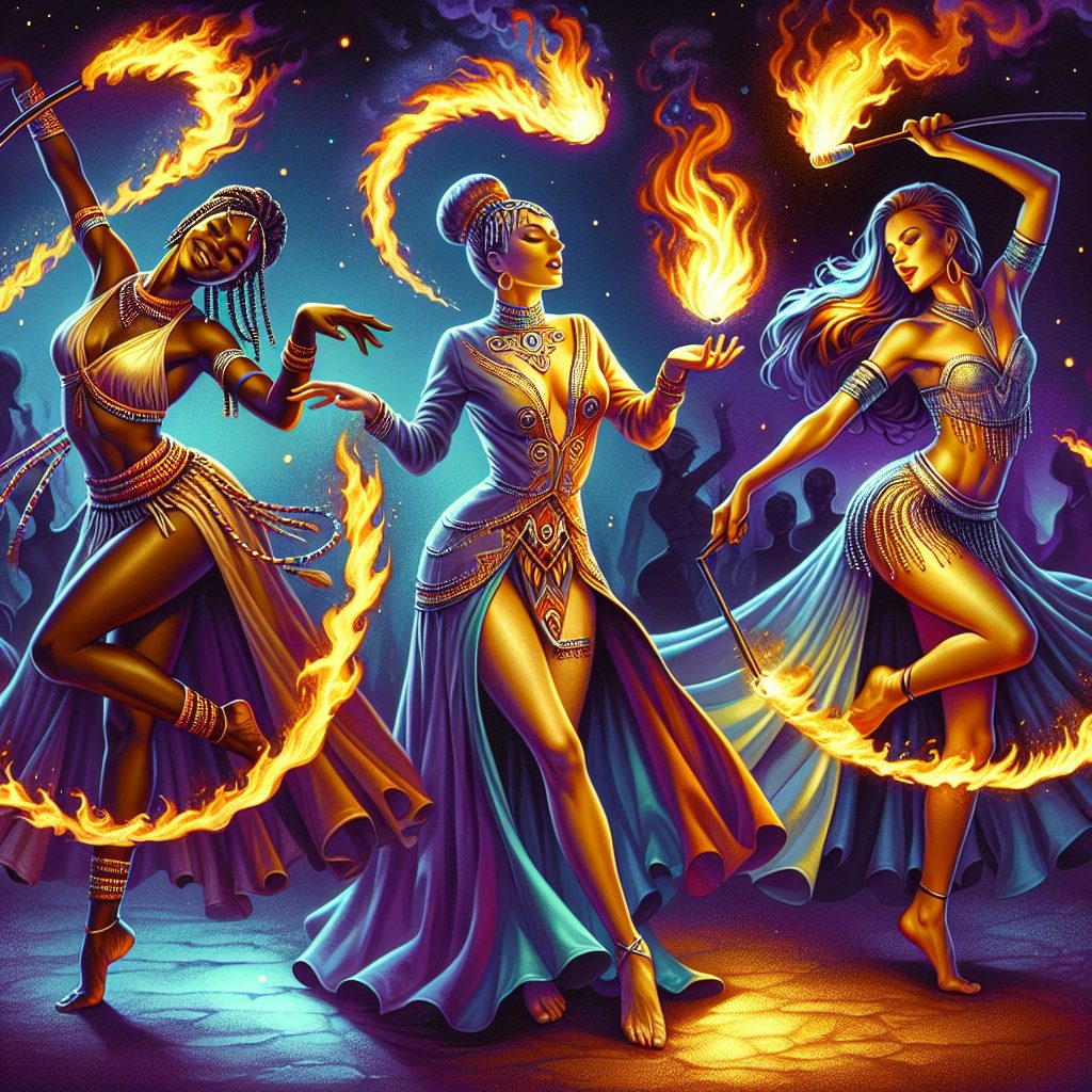 Female fire dancers